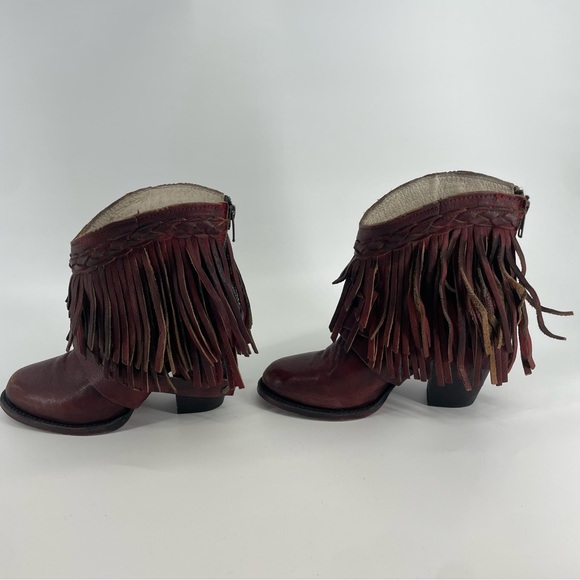 Freebird Tonto Dark Red Leather Fringe Boots - Size 6 - Picture 9 of 9